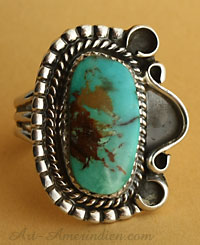 Bague South Western Country USA en argent massif avec turquoise américaine