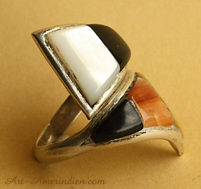 Zuni native american stones mosaic adjustable ring