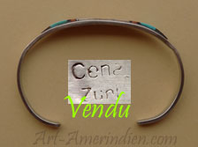 Bracelet Zuni de petite taille en mosaïque de Turquoise, corail, nacre, jais