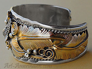 Landing Eagle sterling Navajo indien native american bracelet signed by Navaho artist Allen Chee