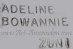 Adeline Bowannie zuni hallmark on Indian Native American jewelry