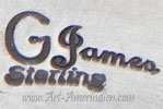 G James hallmark on jewelry for Geraldine James Navajo