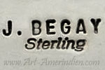 J BEGAY hallmark, Joe Begay Navajo silversmith