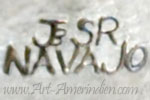 JB SR NAVAJO hallmark on Indian Native american jewelry is John La Ron Bedoni Sr mark