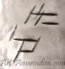 LP chisel mark for Larry Pooyouma, Hopi Indian Native jewelry mark