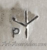 P bird track mark on jewelry for Phillip Sekaquaptewa hopi