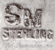 SM hallmark on Indian jewelry for Sheryl Martinez Navajo artist